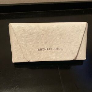 Michael Kors Cream Textured Sunglasses Case with Logo